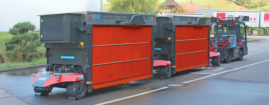 Driverless transport system: Factory Train FT600 autonomous outdoor tugger train