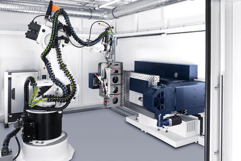 Maschineninnenraum TruLaser Robot 5020 mit Laserschweißroboter