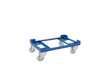 Trolley 400 x 600 mm with 4 swivel castors with ball bearings (Ø 100 mm) and ground clearance of 130 mm.